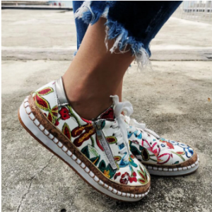 Women Folkways Printing Comfy Wearable Casual Chunky Low top Flats discountshub