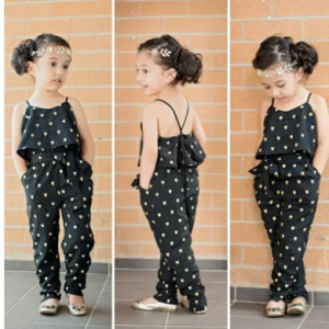 Dot Pattern Summer Girls Sleeveless Jumpsuits Playsuit Overalls For 2Y-11Y discountshub