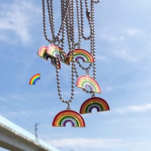 kpop Cute Colorful Rainbow Pendant Stainless Steel Necklace Long Chain Sweetheart For Women Man Girl Egirl Aesthetic Jewelry discountshub