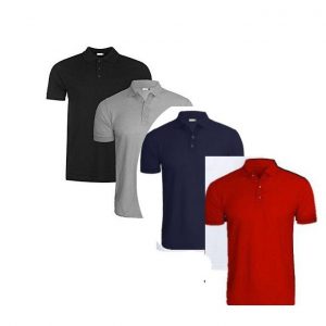4 In 1 Quality Men's Polo T-Shirts-Grey/Navy Blue/Black/Red discountshub