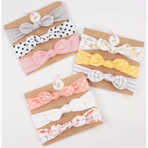3pcs/set Baby Headband Girls Hair Accessories Cotton Rabbit Ear Turban Bow Elastic Hairband Baby Princess Christmas Day Gifts discountshub
