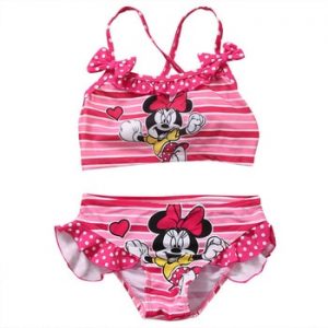 Summer Toddler Baby Girls Swimwear Mickey Minnie Swimwear Bow Striped Swimsuit Bikini Set Swimsuit Bathing Suit Beachwea discountshubr