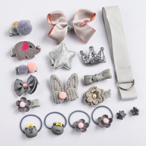18 Pcs/Box Children Hair Clip Accessories Set Cartoon Cute Fabric Bow Flower Baby Hair Headdress Elastic Ring Girl Hairpins Gift discountshub