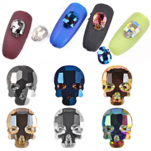 1Pc Skull Skeleton Nail Rhinestones 3D Flat Bottom AB Color Nails Art Decoration Jewelry discountshub