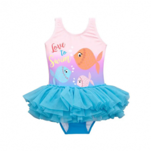 1Pcs Fish Pattern Toddler Girls Swimwear Swimsuit with Tutu Skirt For 1Y-6Y discountshub