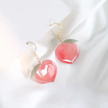 2020 New Arrival Korean Acrylic Trendy Pink Peach Drop Earrings For Women Cute Sweet Jewelry Fashion Oorbellen discountshub