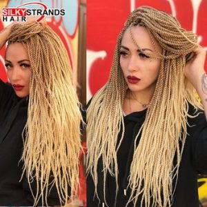 24 Inch Silky Strands Ombre Senegalese Twist Crochet Hair 30 Stands/Pack Kanekalon Synthetic Braiding Hair Extensions discountshub