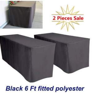 2Pcs 1.8m 6FT Fitted Black Trestle Table Cover Functions Weddings Coffee Table Dustproof Cover discountshub