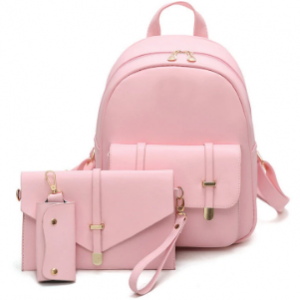 3 PCS PU Leather Women Backpacks Students Schoolbags discountshub