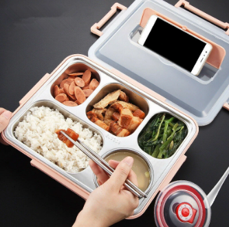 304 Stainless Steel Insulated Lunch Box Divided Children's Plate Pupils Office Workers Portable Set discountshub