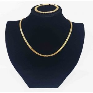 Net Pattern Necklace With To Match Bracelet - Gold discountshub