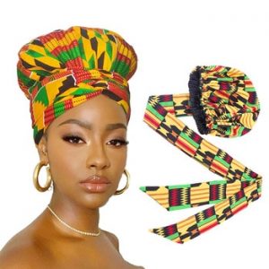 African pattern satin linned bonnet With Long Ribbon headwrap Double Layer Headwrap headscarf Ankara Big Size Women Hair Cover discountshub