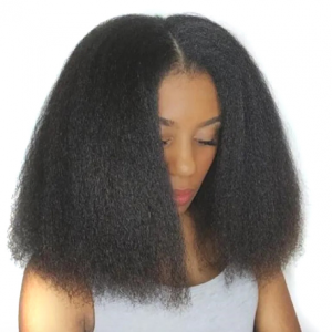 Afro Kinky Straight Bob Wigs Synthetic High Temperature Fiber Hair Yaki Straight Curl Medium Length Wigs For Women 14Inch discountshub