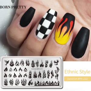 BORN PRETTY Fire Nail Stamping Plates Blaze-Series Rectangle Template Nail Art Image Plate Exoticism Stencils discountshub