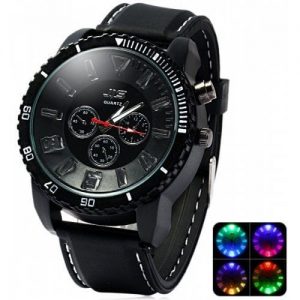 Black LED Light Waterproof Quartz Wrist Watch With Silicon Band - Black discountshub