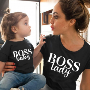 Boss baby and boss lady print family matching clothes mother daughter son outfits mommy and me women mom girl boys t shirt discountshub