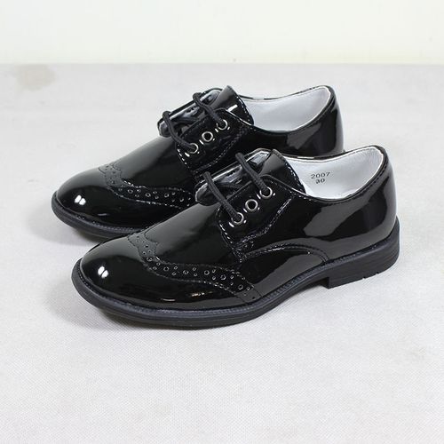 Children Shoes For Boys Lace Up Brogues Shoe-Black discountshub