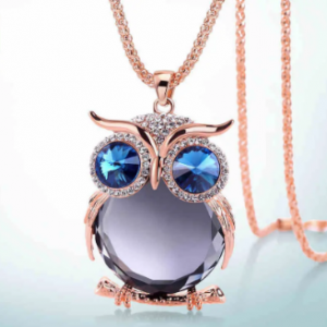 Cute Pendant Necklaces Rhinestone Colorful Animals Night Owl Charm Necklace Ethnic Jewelry for Women discountshub