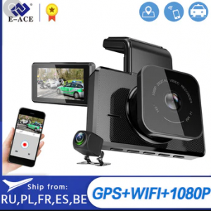 E-ACE 3.0 Inch Car DVR Wifi Dashcam GPS FHD 1080P Dash Camera Video Recorder With Rear View Camera Night Vision Auto Camera discountshub