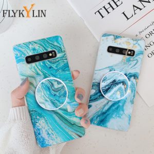 FLYKYLIN Marble With Stand Holder Case For Samsung Galaxy S20 S10 S8 S9 Note 10 Plus S20 Ultra A41 A51 A71 A30S IMD Back Cover discountshub