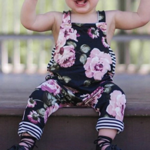 Floral Pattern Cute Baby Girls Strap Romper For Summer discountshub