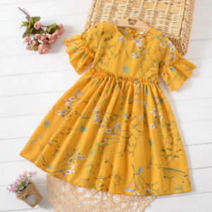 Floral Printed Girls Kids Chiffon Summer Casual Dress For 4Y-15Y discountshub