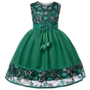 Flower Girls Lace Tutu Tulle Dresses Sleeveless Dress Green discountshub