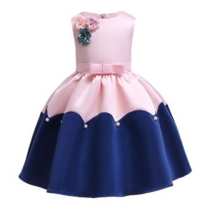Flower Girls Pleated Dresses Birthday Blue Princess Dress discountshub
