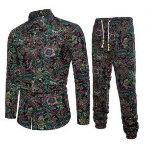 Flowered Long Sleeve Shirt + Trouser - Multicolor discountshub