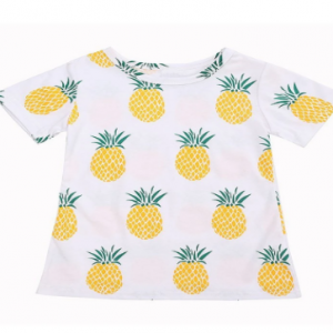 Girls Kids Short Sleeve O Neck Pineapple Printed T-shirts discountshub