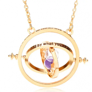 Gold Rotating Hourglass Time Turner Charm Necklaces for Women discountshub