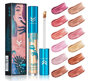 HUAMIANLI Matte Metallic Lip Gloss Makeup Waterproof 12 Colors Velvet Lipstick Cosmetic discountshub