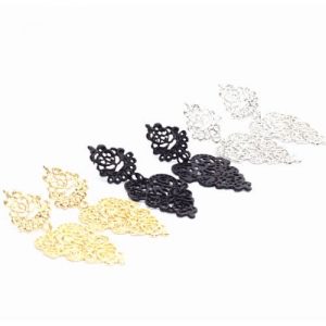 Hollow Out Chandelier Earrings - Gold, Silver & Black discountshub