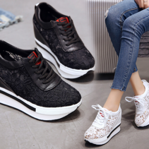 Hot Sales 2020 Summer New Lace Breathable Sneakers Women Shoes Comfortable Casual Woman Platform Wedge Shoes discountshub