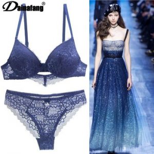 [Hot sales] New 2020 Lace Drill Bra Set Women Plus Size Push Up Underwear Set Bra And Thong Set 34 36 38 40 42BCD Cup For Female discountshub