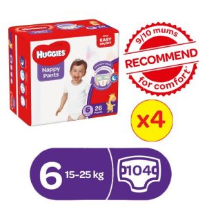 Huggies Nappy Pants Size 6(15-25)kg 26x4packs discountshub