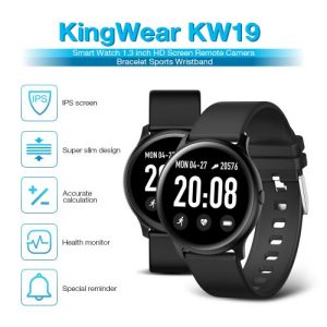 Kingwear Smart Watch 1.3' Remote Camera Bracelet Wristband-Blcak discountshub
