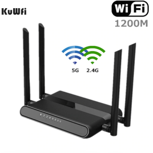 KuWFi 1200Mbps WiFi Router Dual Band Gigabit Wireless Internet Router AC1200 High Speed Router with USB 2.0&SD Card for Home discountshub