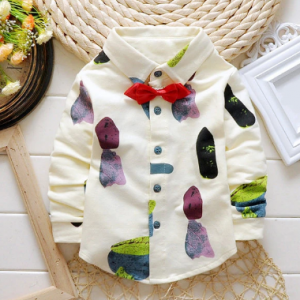 Lovely Baby Printed Turn-down Collar Long Sleeve Shirt discountshub
