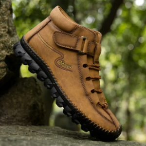 Men Cow Leather Non Slip Hand Stitching Soft Sole Casual Outdoor Boots discountshub