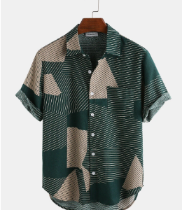 Mens Casual Breathable Striped Color Block Short Sleeve Shirts discountshub