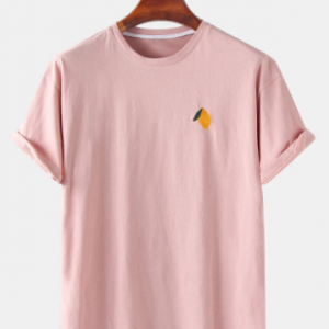 Mens Simple Six Color Cartoon Chest Graphic Loose Cotton T-shirts discountashub