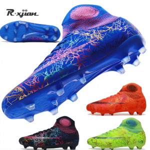 Men's Sliver Black High Ankle AG/FG Sole Outdoor Cleats Football Boots Shoes Soccer Cleats Women Soccer Cleats Training Football discountshub