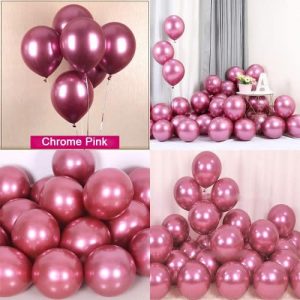 Metallic Chrome Shinning Helium Latex- 10 In 1 Pack - Pink discouuntshub