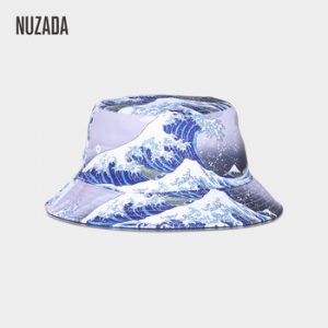 NUZADA New Summer Bucket Hat Unisex Women Outdoor Sunscreen Fisherman Hats Cotton Original Graffiti Art Double Sided Can Be Worn discountshub
