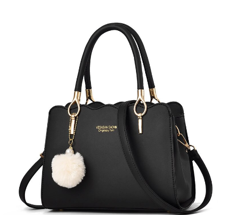 New Luxury Handbag for Women Hair Ball Pendant Black Fashion Shoulder Bag Designer Ladies Casual Messenger Bag Bolsa Feminina discountshub
