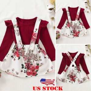 Newborn Baby Girls Autumn Long Sleeve Tops Floral Skirt 2Pcs Outfit Clothes Set discountshub