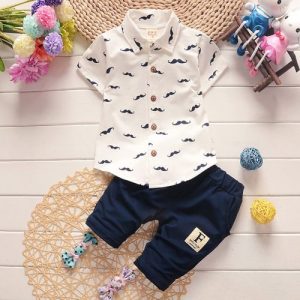 Newborn Toddler Baby Boy Summer Gentleman Clothes Set Pants+Shirt Tops Outfit discountshub