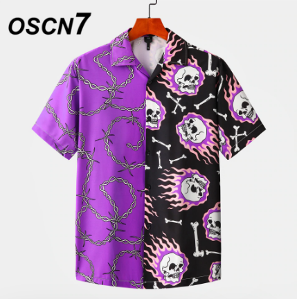 OSCN7 Casual Printed Short Sleeve Shirt Men Street 2020 Hawaii Beach Oversize Women Fashion Harujuku Shirts for Men MX012 discountshub