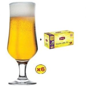 Pasabahce Tulipe Beer Set (385cc) - 6pcs + Free Lipton Pack discountshub